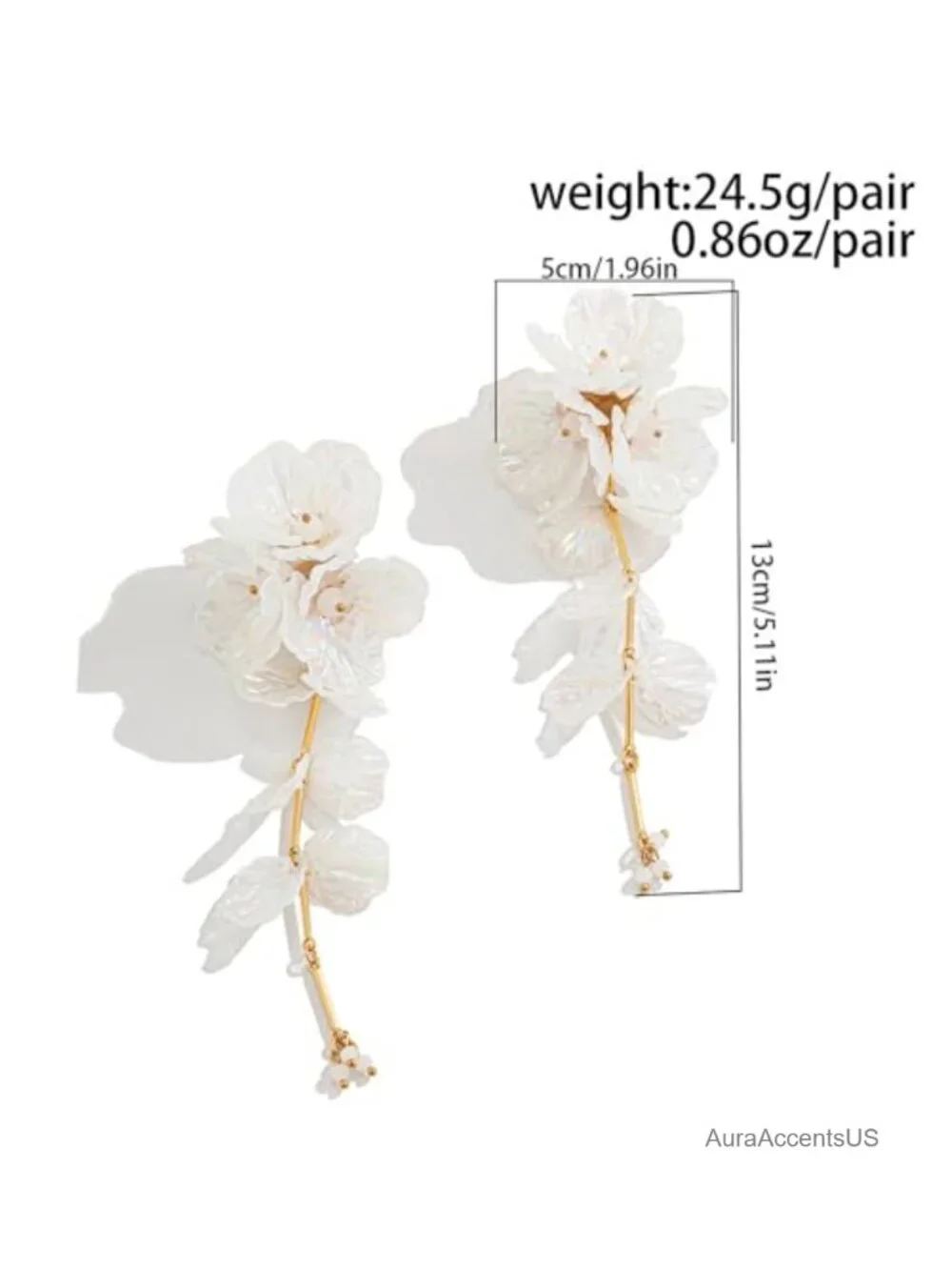 Fabric Flower Drop Earrings Long Tassel Boho Statement Jewelry